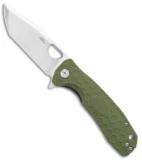 Honey Badger Knives Large Flipper Tanto Green FRN (4" Satin)