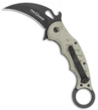 Fox Knives Karambit Folding Knife Green Micarta (3.1" Black) FOX479MI