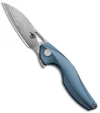 Bestech Knives Isham Reticulan Frame Lock Knife Blue Ti (2" Damascus) BT1810H
