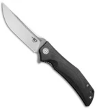 Bestech Knives Scimitar Liner Lock Knife Black G-10 (3.75" Satin, Gray)