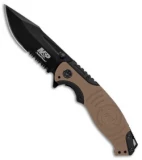Smith & Wesson M&P Liner Lock Knife Tan/Black (3.4" Black Serr) SWMP13GLS