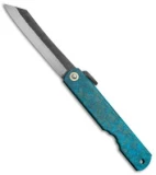 Nagao Higonokami Koriwa Friction Folder Turquoise Brass (2.8" Satin)