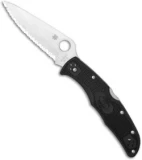 Spyderco Endura 4 Knife Black FRN Folder (3.75" Satin Full Serr) C10SBK