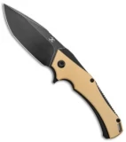 Kansept Knives Willumsen Hellx Liner Lock Knife Brass (3.62" Black Stonewash D2)