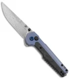 Kansept Mikkel Willumsen EDC Tac Knife Blue Titanium/Shred CF (3.1" Damascus)