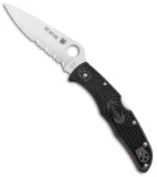 Spyderco Endura 4 Thin Red Line Knife  Black FRN (3.75" Serr Satin) C10FPSBKRD