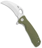 Honey Badger Knives Medium Flipper Hawkbill Green FRN (3" Satin)  HB1123