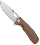 Honey Badger Knives Small Flipper Drop Point Tan FRN (2.875" Satin D2) HB1027