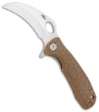 Honey Badger Knives Medium Flipper Hawkbill Tan FRN (3" Satin)  HB1122