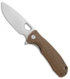 Honey Badger Knives Large Flipper Drop Point Tan FRN (3.625" Satin) HB1002