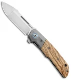 MKM Terzuola Clap Liner Lock Knife Olive Wood/Ti Bolster (3" Satin) LS01-OT
