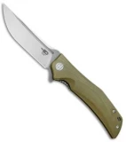 Bestech Knives Scimitar Liner Lock Knife OD Green G-10 (3.75" Satin, Gray)