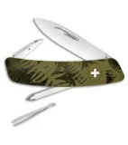 Swiza C02 Button Lock Swiss Pocket Knife Green Camo (2.75" Mirror)