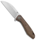QSP Pelican Liner Lock Knife Brown Linen Micarta (3.6" Satin CPM-S35VN)