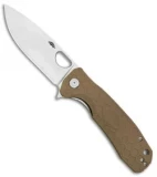 Honey Badger Knives Medium Flipper Drop Point Tan FRN (3.25" Satin D2) HB1015