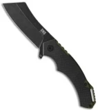 BNB EDC Cleaver Knife Black Weaved Carbon Fiber (4" Black SW)