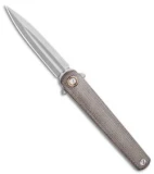 MKM Zieba Flame Dagger Frame Lock Knife Green Micarta (2.9" Blast) FL02-GCT