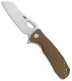 Honey Badger Knives Large Flipper Wharncleaver Tan FRN (3.625" Satin) HB1032