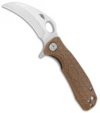 Honey Badger Knives Small Flipper Hawkbill Tan FRN  (2.75" Satin) HB1142