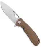 Honey Badger Knives Large Flipper Drop Point Tan FRN (3.625" Satin D2) HB1009