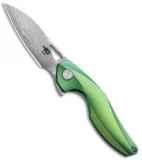 Bestech Knives Isham Reticulan Frame Lock Knife Green Ti (2" Damascus) BT1810I