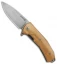 LionSteel KUR Flipper Liner Lock Knife Olive Wood (3.43" Stonewash)