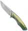 Bestech Knives Dolphin Frame Lock Knife Green/Gold Titanium (3.375" Stonewash)