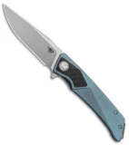 Bestech Knives Sky Hawk Frame Lock Flipper Knife Blue CF (3.6" Blasted)