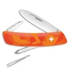 Swiza J02 Junior Button Lock  Swiss Pocket Knife Orange Camo (2.75" Satin)