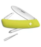 Swiza J02 Junior Button Lock  Swiss Pocket Knife Yellow (2.75" Satin)