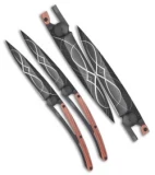 Deejo Duo Infinity 37g Ultra-Light Frame Lock Knife Set Coral Wood (3.75" Black)