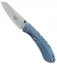 V Nives Poseidon Liner Lock Knife Blue Titanium (3.5" Satin)