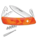 Swiza C03 Button Lock Swiss Pocket Knife Orange Camo (2.75" Mirror)