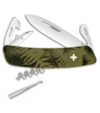 Swiza C03 Button Lock Traditional Swiss Pocket Knife 2.75" Green Camo