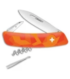 Swiza C01 Button Lock Swiss Pocket Knife Orange Camo (2.75" Mirror)