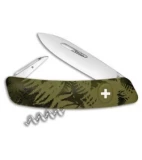 Swiza C01 Button Lock Swiss Pocket Knife Green Camo (2.75" Mirror)