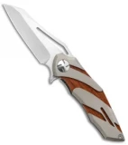 Dew Hara Custom Kisaragi Liner Lock Knife Ti/Wood (2.6" Mirror)