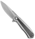 Real Steel Flying Shark Frame Lock Knife Carbon Fiber (4" Stonewash) T109