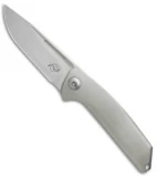 Liong Mah Design Endevour Frame Lock Knife Textured Titanium (3.75" Hand Satin)