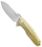 Rike Knife 1504A Frame Lock Flipper Knife Gold Titanium (3.75" M390 Bead Blast)