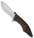 Outdoor Edge Conquer Frame Lock Knife Brown G-10  (3" Stonewash Serr)