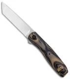 Jason Clark Custom Scar Tanto Flipper Black/Brown Marbled G-10 (3.4" Satin)