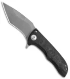 John Gray Custom Splitter Frame Lock Knife Marbled Carbon Fiber (3.4" Gray M390)