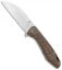 QSP Pelican Liner Lock Knife Brown Linen Micarta (3.6" Stonewash CPM-S35VN)