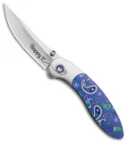 Brighten Blades HAPPY Liner Lock Knife Paisley Aluminum (2.5" Satin)