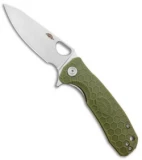 Honey Badger Knives Medium Flipper Leaf Shape Green FRN (3.25" Satin)