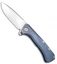 PMP Knives Revenge II Frame Lock Knife Blue Titanium  (3.75" Stonewash M390)
