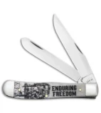 Case Knives Enduring Freedom Trapper Embellished Smooth Natural Bone - 50955