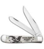 Case Cutlery U.S. Army Trapper Embellished Smooth White Bone (4" - 6254 SS)