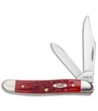 Case Texas Jack Knife 3.375" Peach Seed Jigged Dark Red Bone (62087 CV) 31955